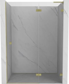Mexen, Mexen Lunar L výklopné pravé sprchové dvere 130 cm, transparentné, brúsené zlaté - 834L-130-000-55-00-P