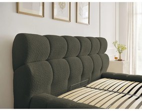 Zelená čalúnená dvojlôžková posteľ s úložným priestorom s roštom 160x200 cm Mont Blanc – Bobochic Paris