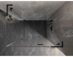 Mexen Lunar, L pravý výklopný sprchový kút 100 x 90 cm, 8mm číre sklo, čierny profil, 834L-100-090-70-00-P