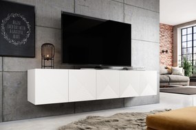 Závesný TV stolík Asha 200 cm - biely mat
