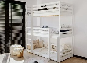 Detská trojposchodová posteľ TEDDY - 200x90 cm - biela