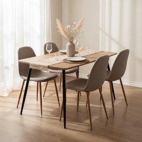 Jedálenský set 4x stoličky + stôl 120 cm AVENBERG NATURAL, béžová