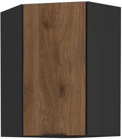 Horná rohová kuchynská skrinka Manana 60x60 GN 90 1F 45 (korpus: čierna matná + front: orech okapi). Vlastná spoľahlivá doprava až k Vám domov. 1134970