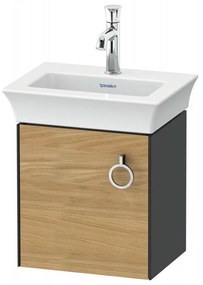 DURAVIT White Tulip závesná skrinka pod umývadielko, 1 dvierka, pánty vľavo, 384 x 298 x 410 mm, dub prírodný masív/grafit vysoký lesk, WT4250LH5H1