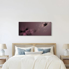 Obraz kvetu s motýľom (120x50 cm)