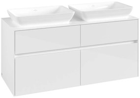 VILLEROY &amp; BOCH Collaro závesná skrinka pod dve umývadlá na dosku, 4 zásuvky, 1200 x 500 x 548 mm, Glossy White, C11500DH