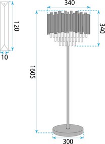 Toolight Toolight, podlahová lampa na postavenie 3xE14 APP1716-3F, chrómová, OSW-04338