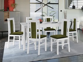 Rozkladací stôl so 6 stoličkami - AL34, Morenie: biela, Poťahové látky: Zetta 297