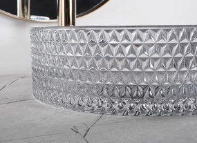Rea Cristal, sklenené umývadlo na dosku 355 x 355 x 115 mm, dymové sklo, REA-U9615