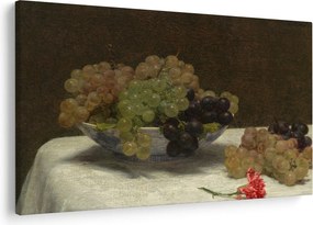 Obraz - Henri Fantin-Latour, Still Life with Grapes and a Carnation, reprodukcia (90x60 cm)