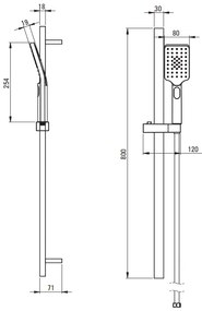 Deante Alpinia, sprchový stĺp 80cm s 3-funkčnou ručnou hlavicou a sprchovou hadicou 150cm, zlatá lesklá, DEA-NGA_Z52K