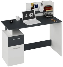 PC stôl, biela/grafit, PLATON NEW