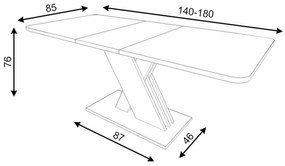 Rozkládací jídelní stůl Exel 140/180 cm dub artisan/antracit
