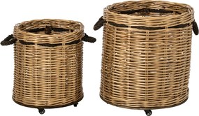 Súprava 2ks prútený kôš na kolieskach – 60*60*66 / 48*48*54 cm