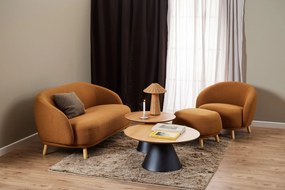BOSCO Prírodný dub / čierna noha – OKRÚHLY KÁVOVÝ STOLÍK 65 cm, KONFERENČNÝ STOLÍK DO OBÝVAČKY, DYHA