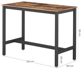 Vasagle Barový stôl Cleo, Rustikálna Hnedá, Čierna