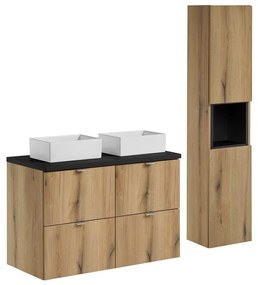 Koupelnová sestava Nova Oak Gaja se skříňkami a umyvadlem 100 cm dub evoke/černá