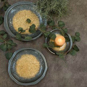 Dekoračný tanier ABI 01 oceľový / zlatý