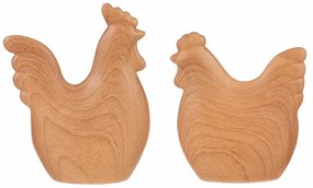 Veľkonočná dekorácia Sliepky a kohút, 12 x 3 x 14 cm, set 2 ks, polyresin