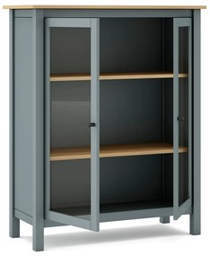 Vitrína sivozelená z borovicového dreva 90x110x40 cm Misti – Marckeric