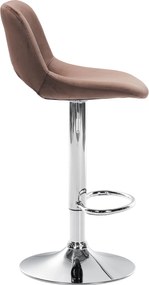 Barová stolička Camden - zamat, chróm rám - Hnedá