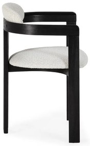 Biele/čierne čalúnené jedálenské kreslá v súprave s podrúčkami 2 ks Eiden – MOME