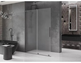 Mexen Velar, sprchová zástena s posuvnými dverami Walk-in 150 x 200 cm, 8mm sklo námraza, grafit brúsený, 871-150-000-33-66