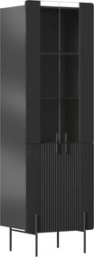 Vitrína Malmi 60 cm štvordverová - čierny mat / čierne nohy