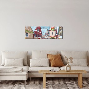 Obraz - Zimná ulička (s hodinami) (90x30 cm)