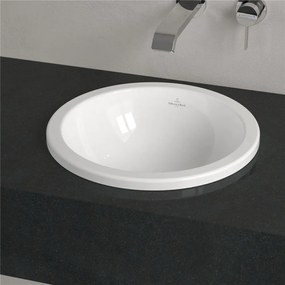 VILLEROY &amp; BOCH Loop &amp; Friends okrúhle zápustné umývadlo bez otvoru, s prepadom, priemer 390 mm, biela alpská, s povrchom CeramicPlus, 614039R1