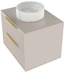 Závěsná skříňka pod umyvadlo Avila s deskou 60 cm kašmír/zlatá