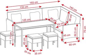 Rohová ratanová záhradná súprava ALTEA - Antracitová