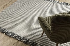 Koberec TAHAR 99003F krémový / sivý, línie / strapce