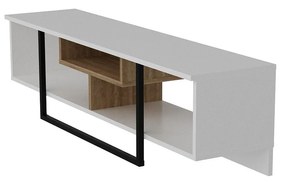 TV stolík/skrinka Aslana 150 (biela + čierna + dub). Akcia -19%. Vlastná spoľahlivá doprava až k Vám domov. 1101385