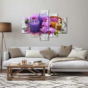 Obraz orchideí a sviečok (150x105 cm)