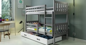 Interbeds Poschodová posteľ Carino so zásuvkou 190x80 grafitovo biela