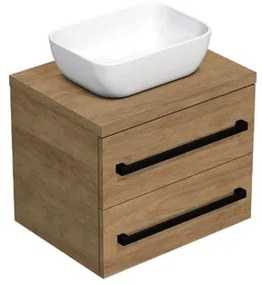 Kúpeľňová skrinka s čiernou úchytkou a krycí doskou SAT Cube Way 60x47,5x46 cm dub Hickory mat CUBE46C1603DH45
