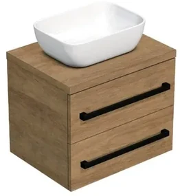 Kúpeľňová skrinka s čiernou úchytkou a krycí doskou SAT Cube Way 60x47,5x46 cm dub Hickory mat CUBE46C1603DH45