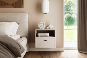 Závesný nočný stolík Lorini 45 cm - kašmírová / čierna úchytka T