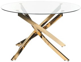 Okrúhly jedálenský stôl so sklenenou doskou ⌀ 120 cm zlatý MARAMO Beliani