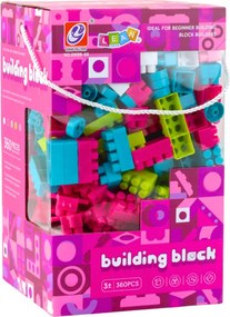 LEAN Toys Priestorové stavebné bloky Pastelová ružová 360 el.