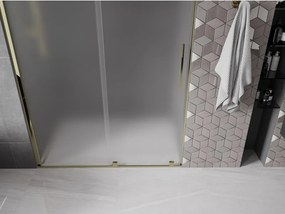 Mexen Velar, posuvné sprchové dvere do otvoru 140 cm, 8mm sklo námraza, zlatá lesklá, 871-140-000-31-50