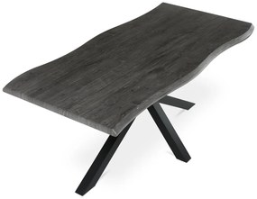 Autronic - Stůl jídelní, 180x90x75 cm, MDF deska, dekor šedý dub, kovová noha ve tvaru hvězdy, černý lak - HT-F4618 GREY AKCE