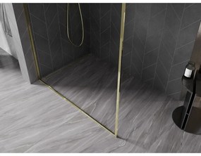 Mexen Kioto-F, sprchová zástena s rámom 130 x 202 cm, 8 mm číre sklo, zlatý lesklý profil, 800-130-104-50-00