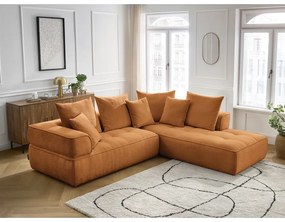 Ženilková rohová pohovka v horčicovej farbe (pravý roh/do L) Whesley – Bobochic Paris