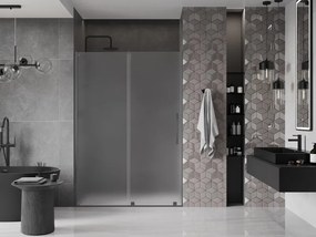 Mexen Velar, posuvné sprchové dvere do otvoru 130 cm, 8mm sklo námraza, brúsený grafit, 871-130-000-31-95