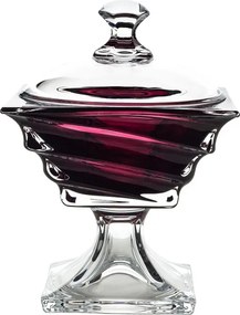 KRIŠTÁĽOVÁ MISKA BOHEMIA CASABLANCA BURGUNDY NA NOHE 245MM