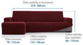 Super strečové poťahy HARMONIA bordó sedačka s otomanom vľavo (š. 210 - 320 cm)