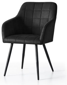 Sada dvoch jedálenských stoličiek LUXANO zamatové, čierne / čierne nohy (2 ks)