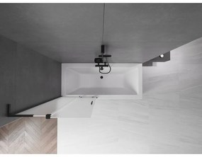 Mexen Velar L, 2-krídlová posuvná vaňová zástena 80 x 150 cm, 8mm sklo námraza, čierna matná, 896-080-003-31-70